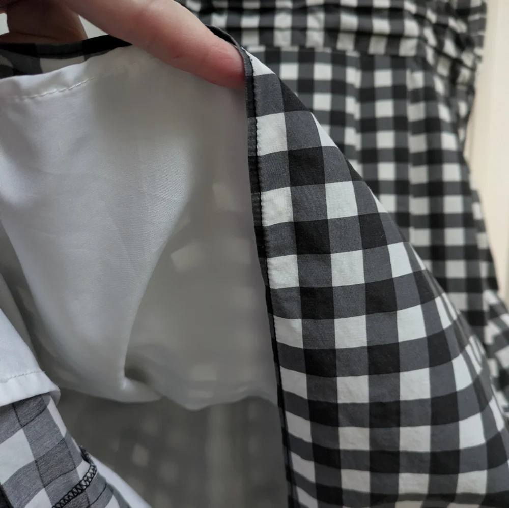 Banana Republic Factory Black and White Gingham Midi Dress with POCKETS!! - Picture 7 of 9